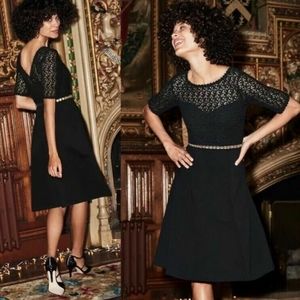 NWT Boden Lisa Black Crochet fit & flare d…